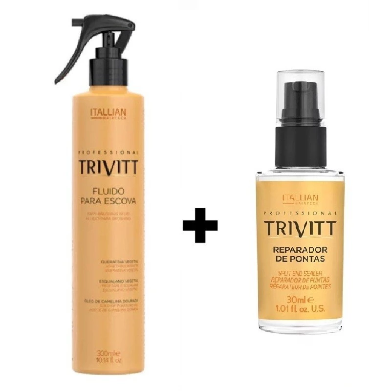 Kit Fluído Escova 300ml + Reparador de Pontas 30ml Itallian Trivitt