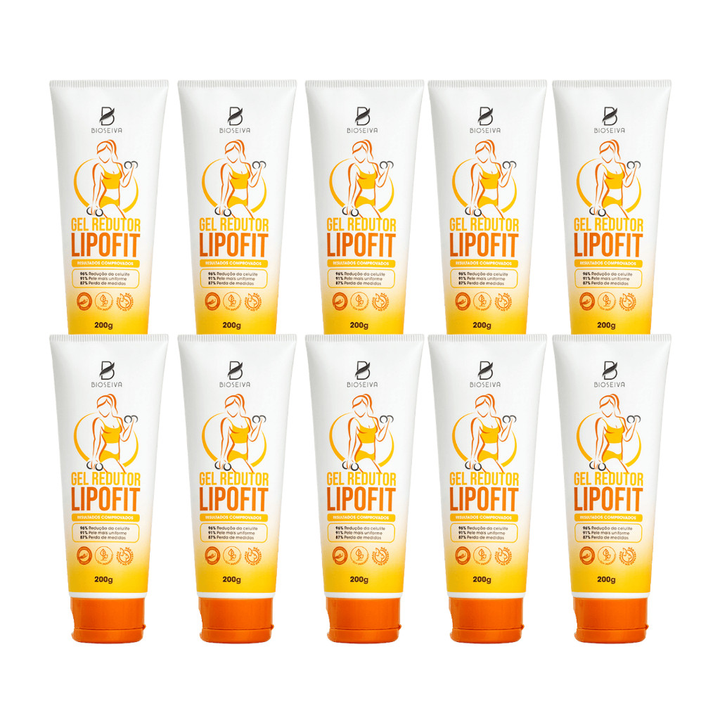 Kit 10x Gel Redutor Lipofit BioSeiva 200g - Celulite e Medidas | Ideal para Revenda