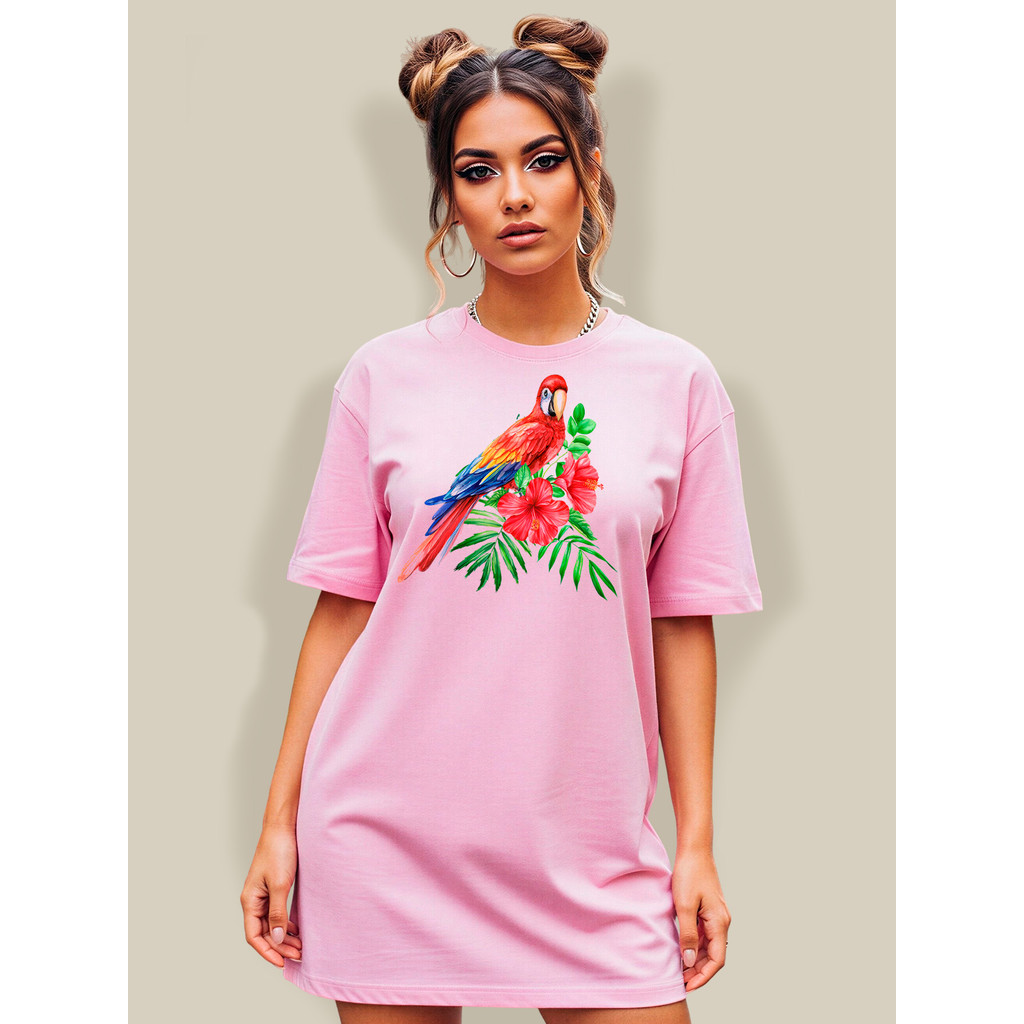 Camiseta Oversized Feminina Rosa Estampada Streetwear Premium 100% Algodão DBF WER Perfeita para Academia Blusão Largo