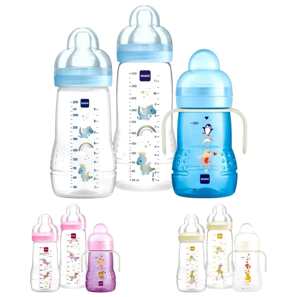 KIT 2 MAMADEIRA MAM EASY ACTIVE270/330 ml + COPO MAM TRAINER NIGHT 220ML BRILHA NO ESCURO