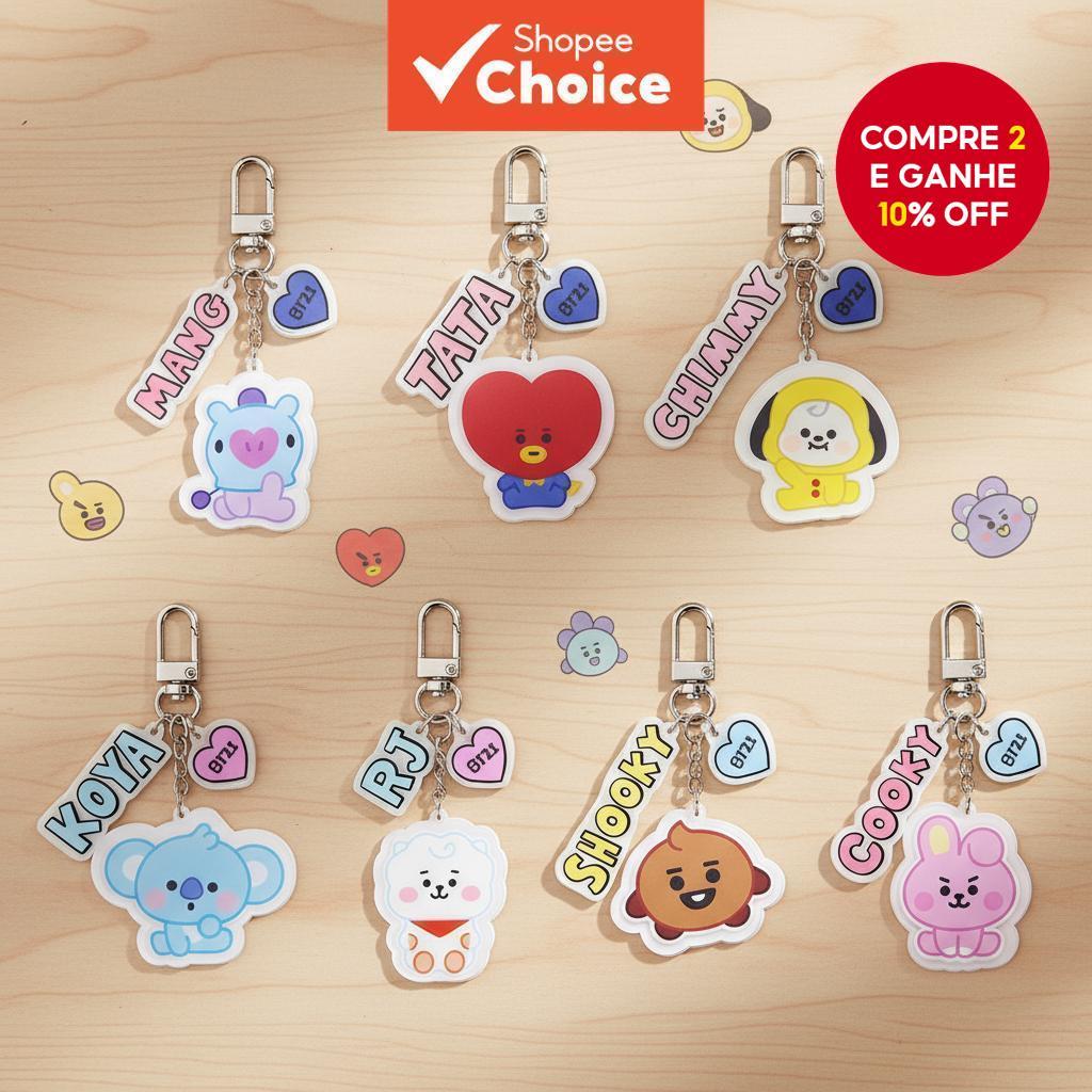  Chaveiro Acrílico BT21 Desenho Animado para Mulheres Estilo Coreano Presente