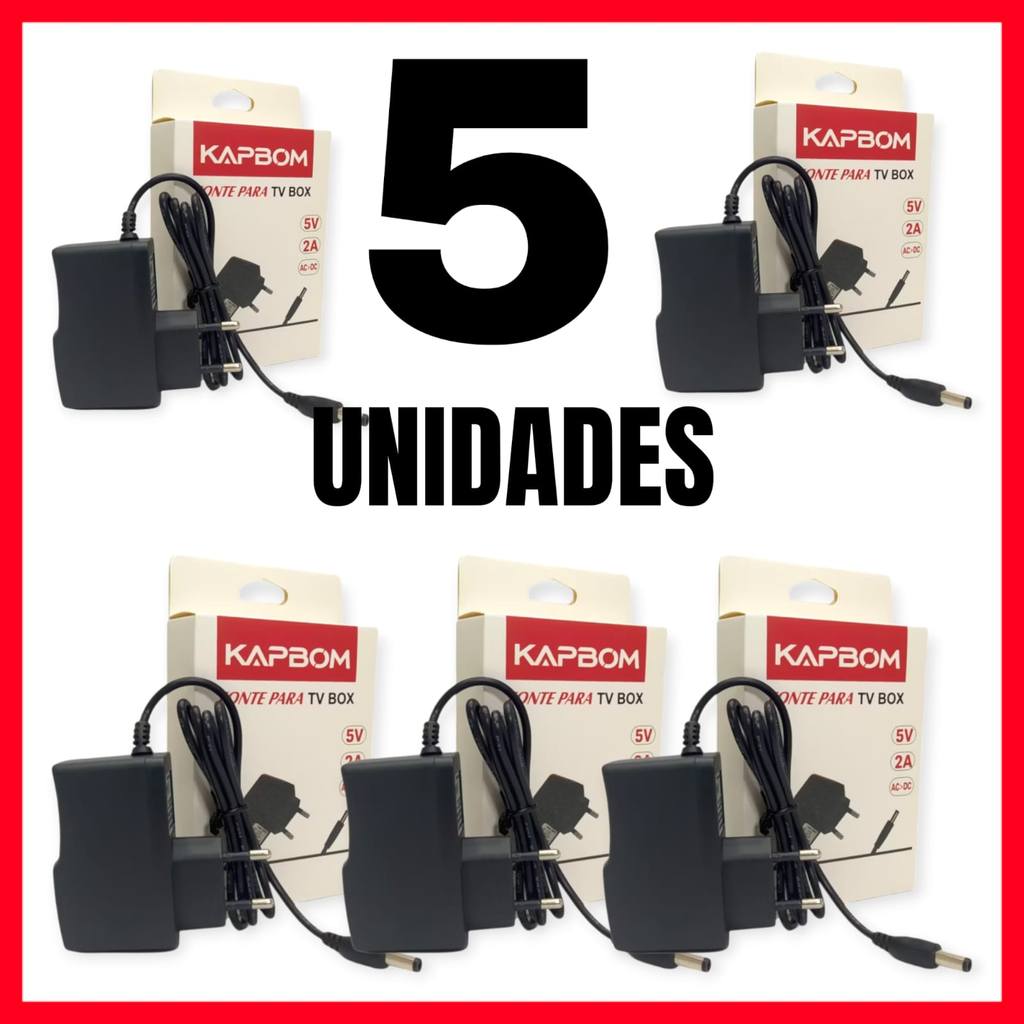 Kit 5/8 Fonte De Energia Para Tv Box 5v 2a