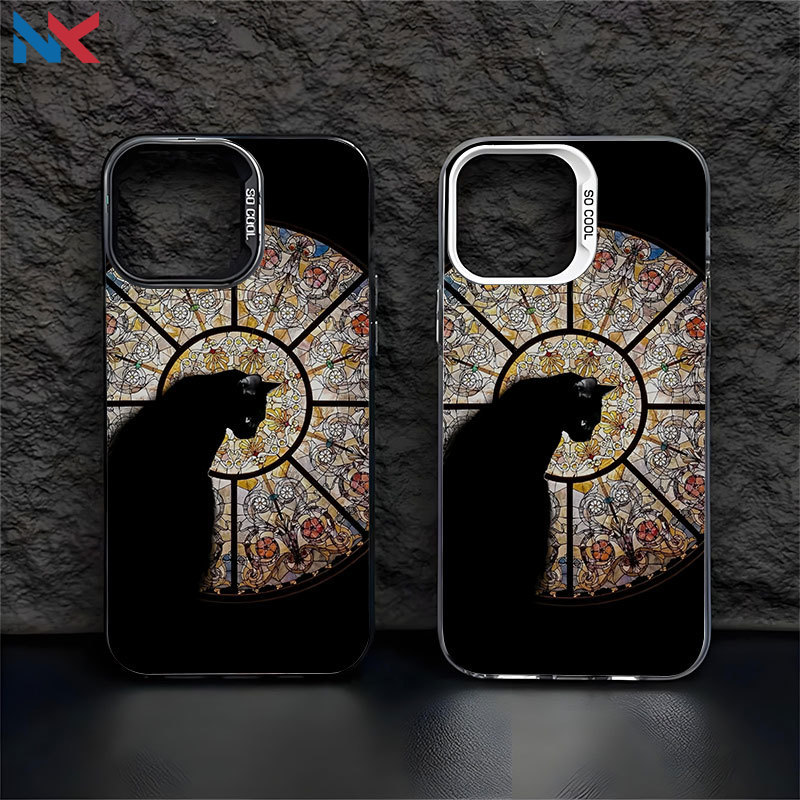 Capa Para Samsung S24 Plus S23 FE S23Ullta S21 S22 S20 A56 A55 A54 A16 A15 A35 IMD Caso De Telefone Gato Preto Castelo N
