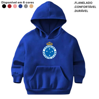 Moletom Infantil Flanelado Canguru Blusa Quentinha Casaco Cruzeiro Estampado Times em Oferta na Shopee