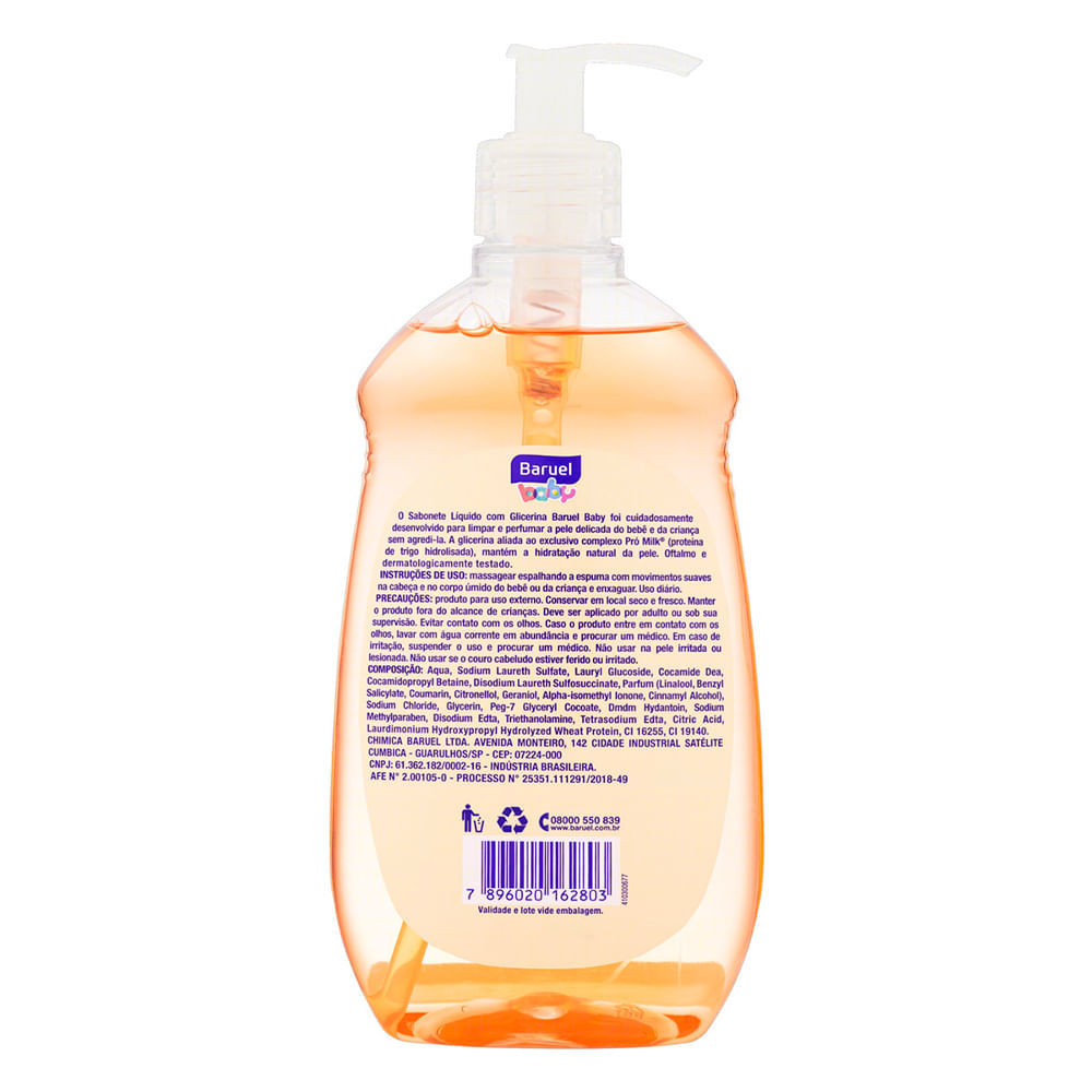 Detalhes do Sabonete Liquido Infantil Baruel Baby Glicerina 400ml