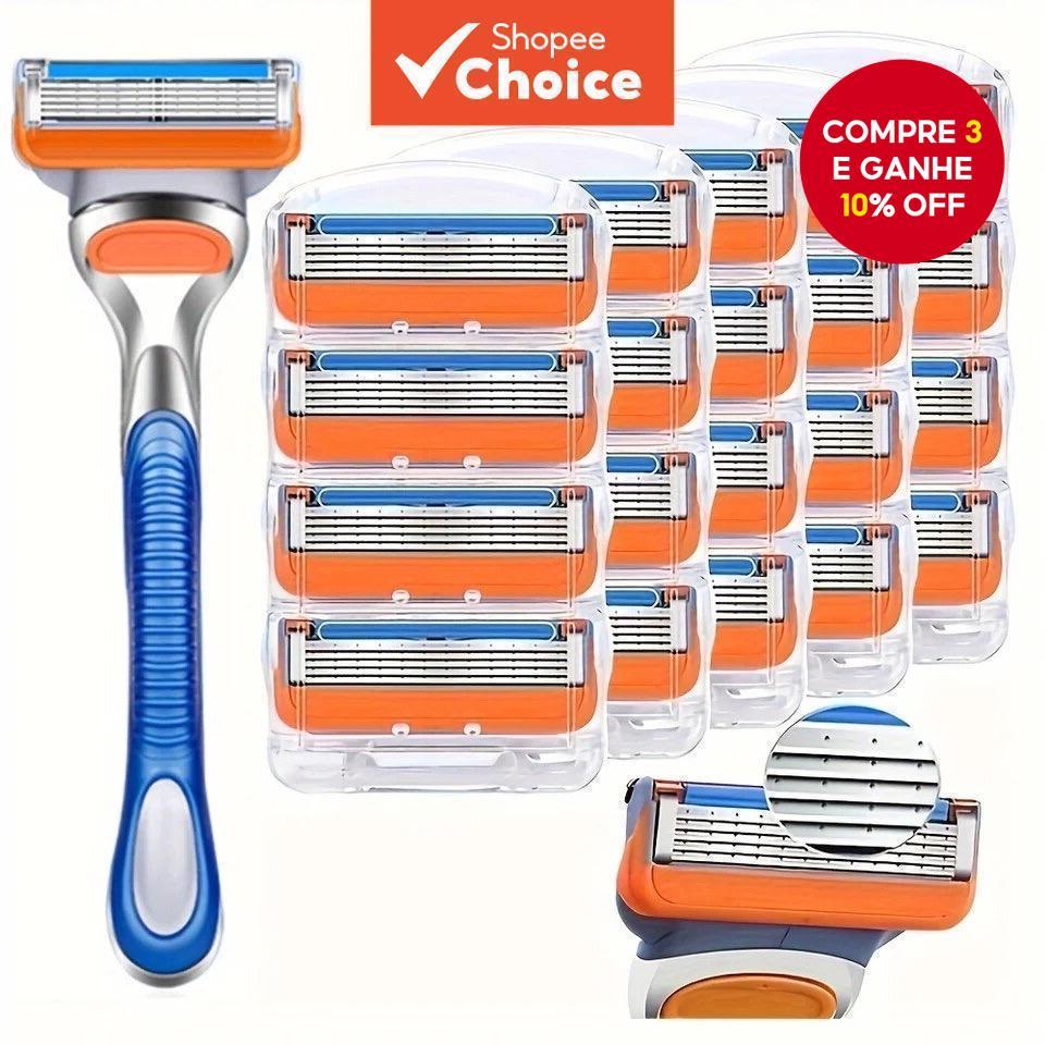 Barbeador Manual Profissional De 5 Camadas-Lâminas Reutilizáveis De Aço Inoxidável Para Barbear Suave , Presente Ideal O em Oferta na Shopee