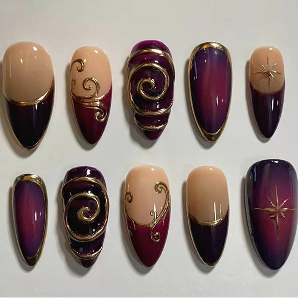 2026 unha postiça decorada realista amendoada francesinha Com Cola unha postiça decorada realista nails