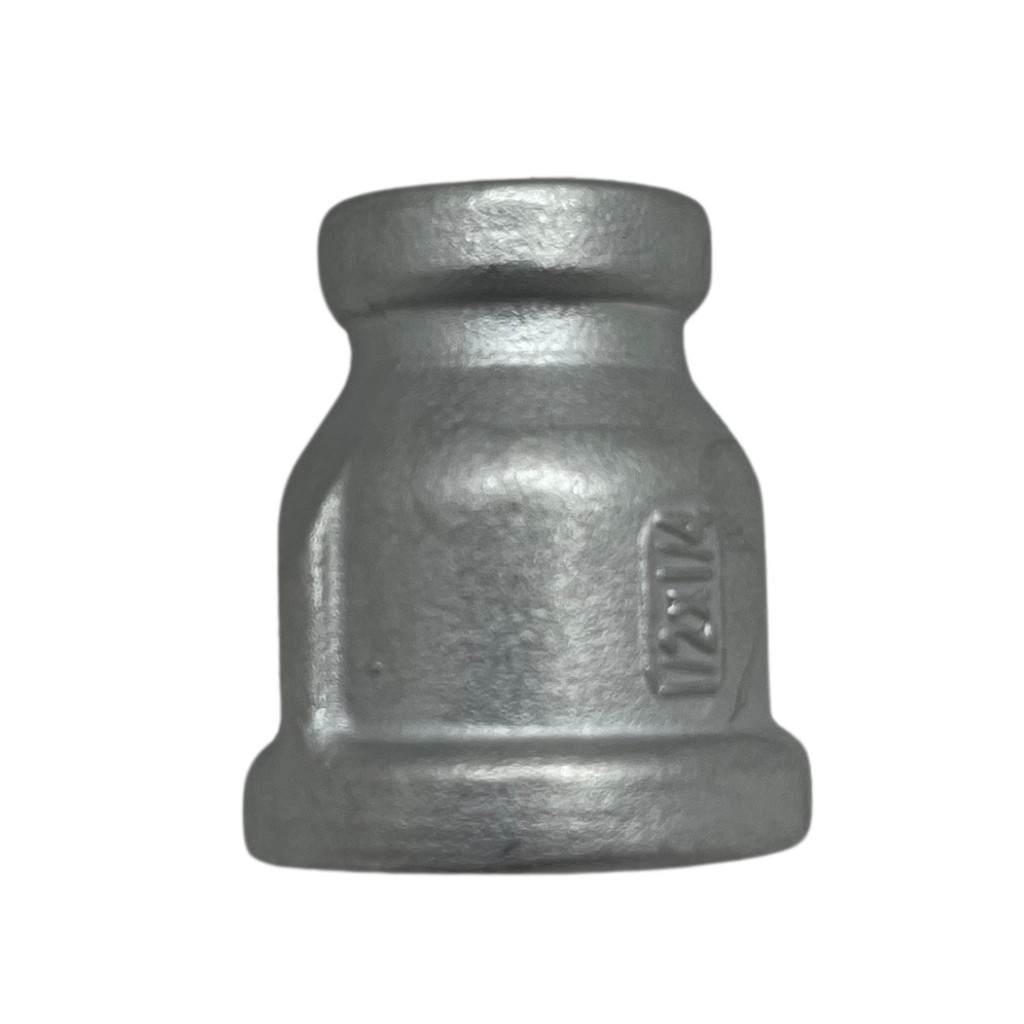 Luva Aço Inox Redução Rosca 1/2 X 1/4 Bsp Conexão Emenda União para Tubo