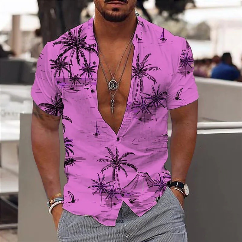 2023 Camisa Havaiana Masculina Animação 3d Impresso Manga Curta Camisas De Coco Masculino Feminino Único Botão Solto Top