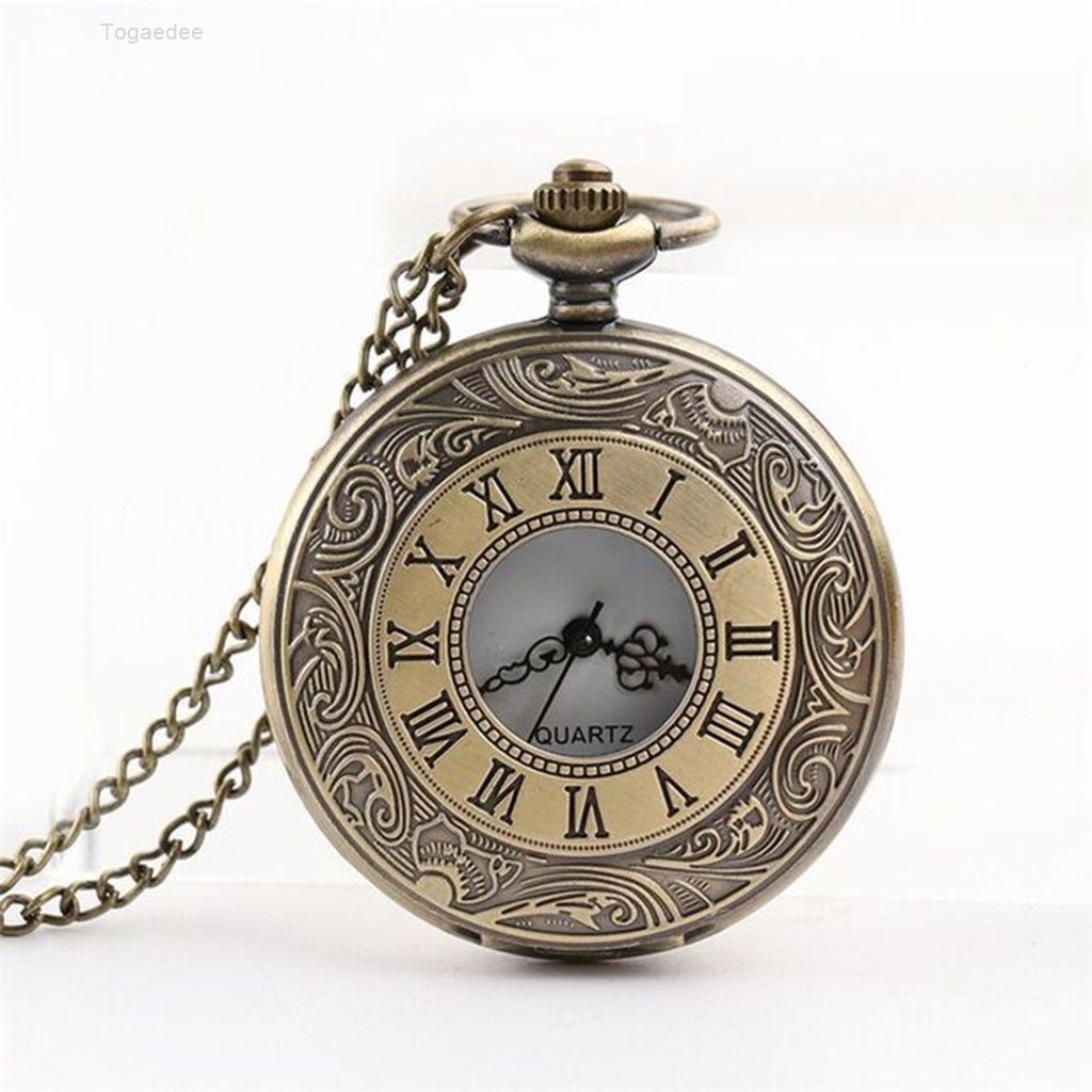 Relógio de Bolso Retro Steampunk de Quartzo com Números Romanos