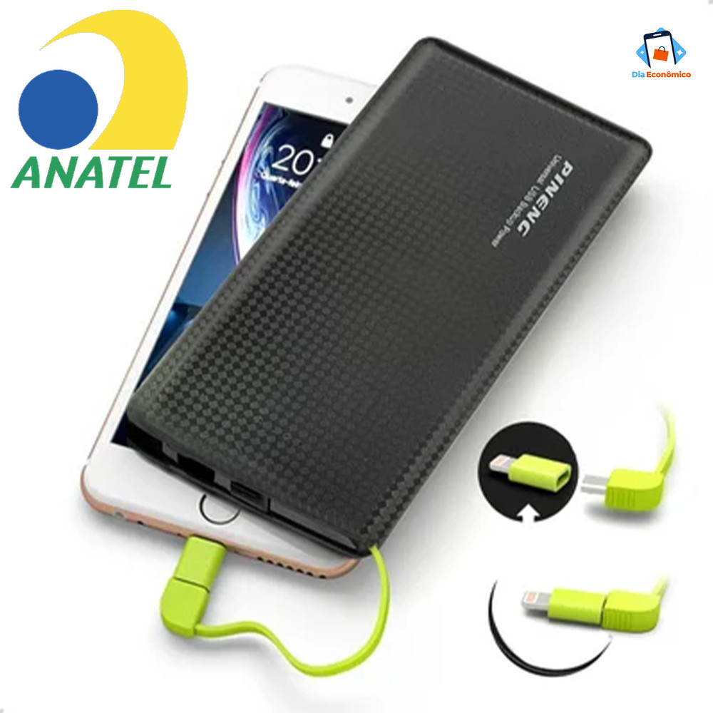 Carregador Portátil Pineng Power Bank 10.000mah com adaptador iPhone,V8 em Oferta na Shopee
