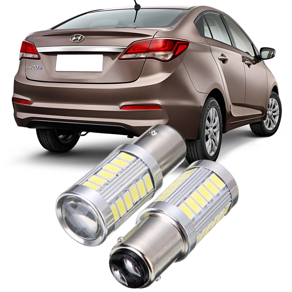 Kit Lampadas Ultra LED Premium Luz de Freio Hyundai Hb20 Hb20 2013 a 2019 2 Polos 33 Leds P21/5W