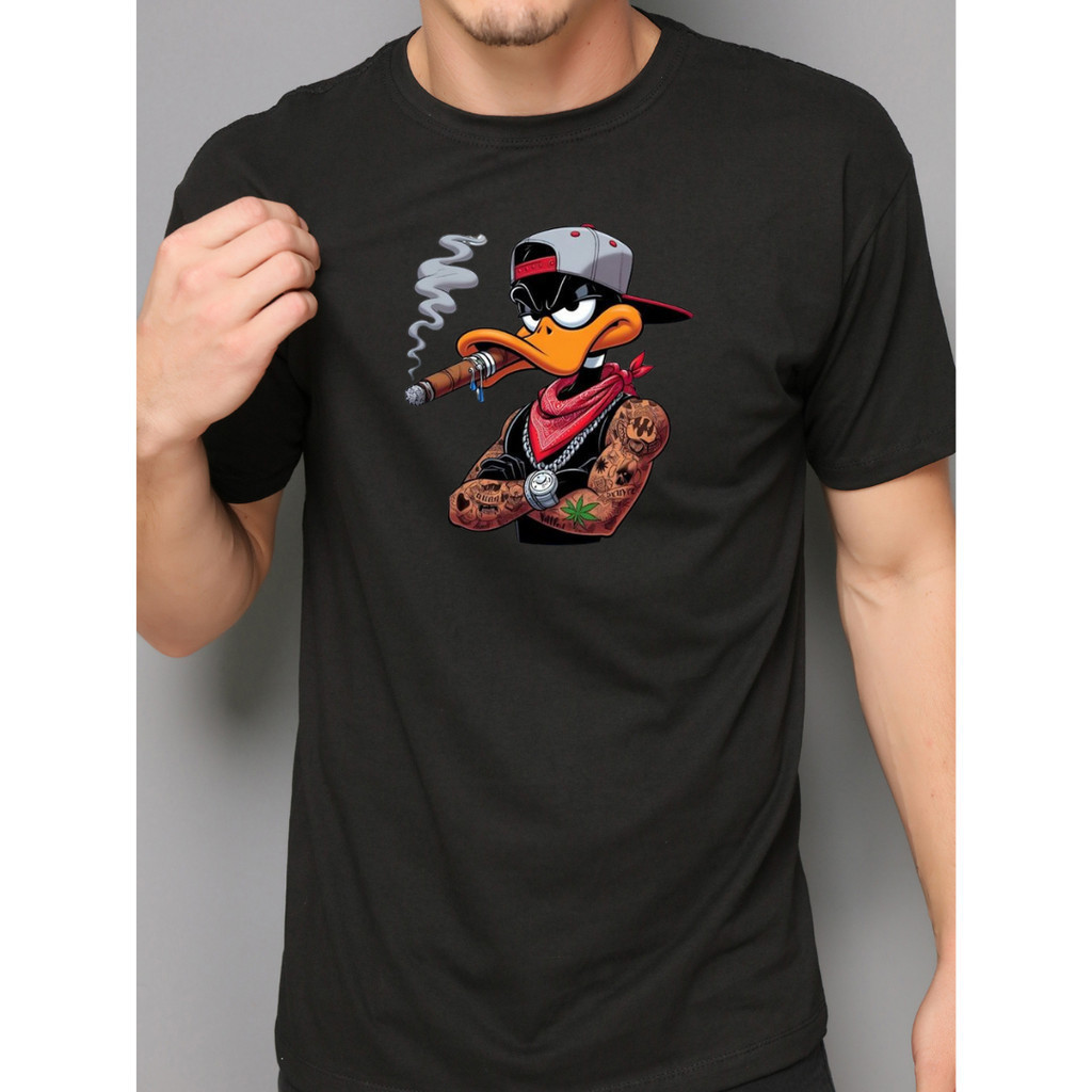 Conjunto Kit Camiseta E Bermuda Tectel + Relogio Estampa Pato Camisa Masculina Premium