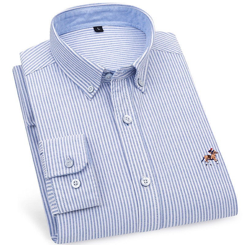 Camisa Oxford Masculina Casual De Algodão Manga Comprida Branca Slim Fit Camisas Sociais Masculinas