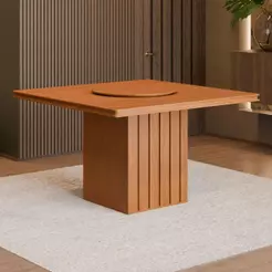 Mesa de Jantar Quadrada com Tampo Giratório 8 Lugares Multimóveis CR50231