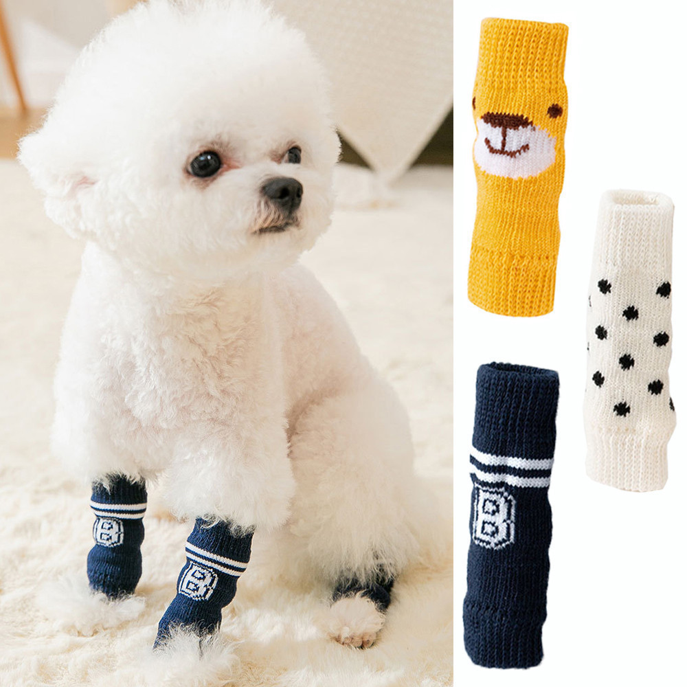 4 Pçs/Set Cães Gato Filhote De Cachorro Protetores De Pata Meias Capa Mangas De Perna De Malha