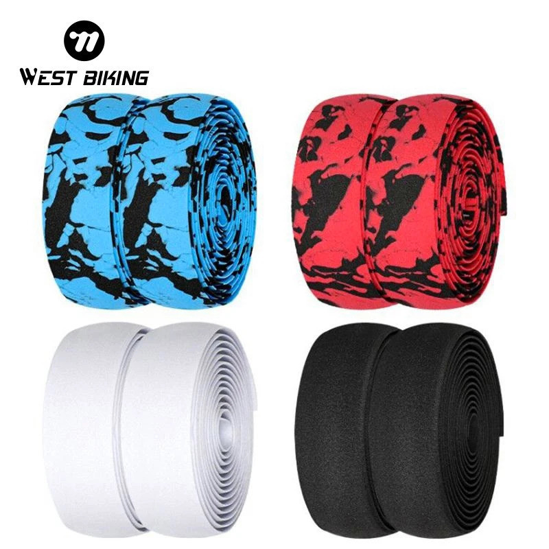 WEST BIKING 2 peças de Fita para Guidão de Bicicleta Camuflada Antiderrapante e Antichoque para Ciclismo de Estrada com
