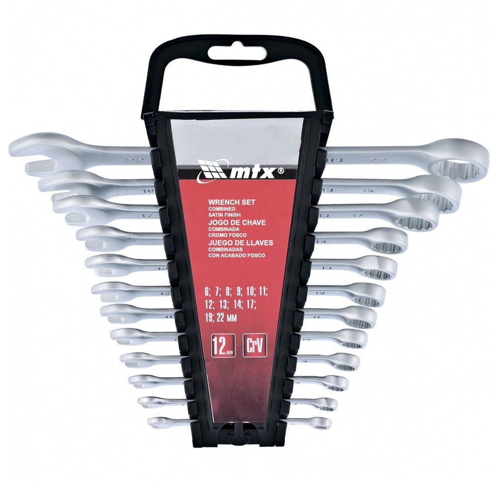 Jogo de chave combinada de 6 a 22 mm aço cromo vanádio com 12 peças - MTX