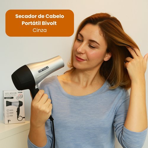 Secador De Cabelo Bivolt⚡1200w Chave Seletora 110/220 Design Moderno Cinza