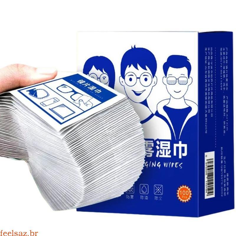 feelsaz Toalhetes Limpeza Lentes Antiembaçantes, 100 Pacotes Óculos Microfibra Revestido Grau