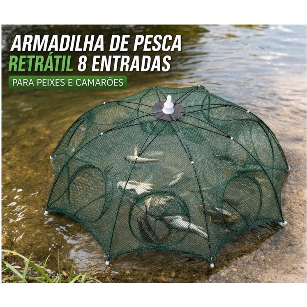 Covo Armadilha De Pesca Retrátil 8 Entradas – Lambari Camarão Isca Viva Guarda Chuva Nylon em Oferta na Shopee