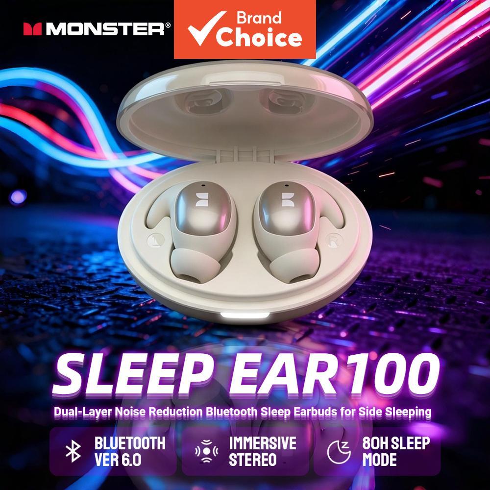 Fones De Ouvido Monster Ultrafinos Para Dormir Com Pressão Zero 80H Playtime Bluetooth 6.0 Redução De Ruído Inteligente
