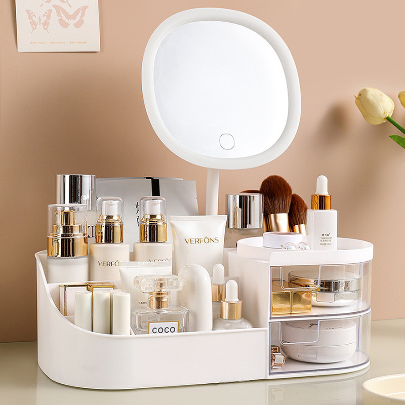 Gaveta caixa de armazenamento de cosméticos Desktop penteadeira espelho de maquiagem cuidados com a pele produto pratele