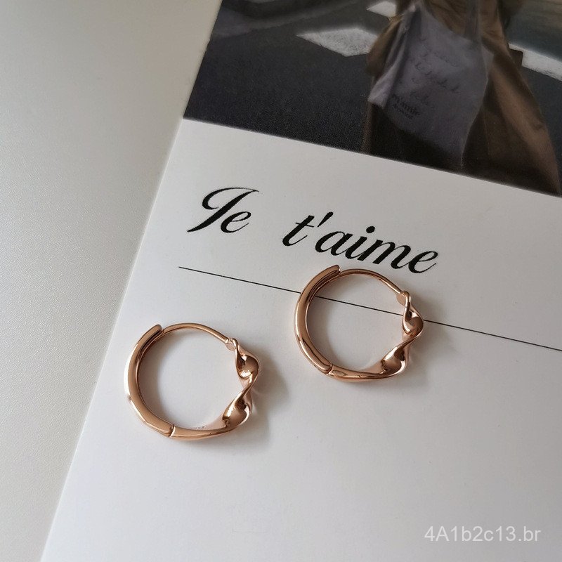 Novos Brincos de Argola Möbius, Estilo Simples e Minimalista, Brincos de Pressão em Prata S925, Acessórios Elegantes e G