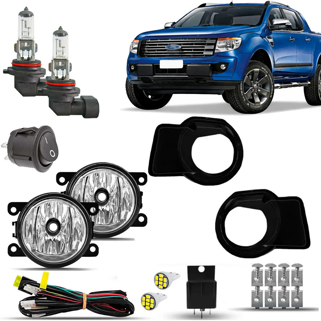 Kit Farol De Milha Neblina Auxiliar Farolete Cibie Ranger 2012 2013 2014 2015 2016 Moldura Preta