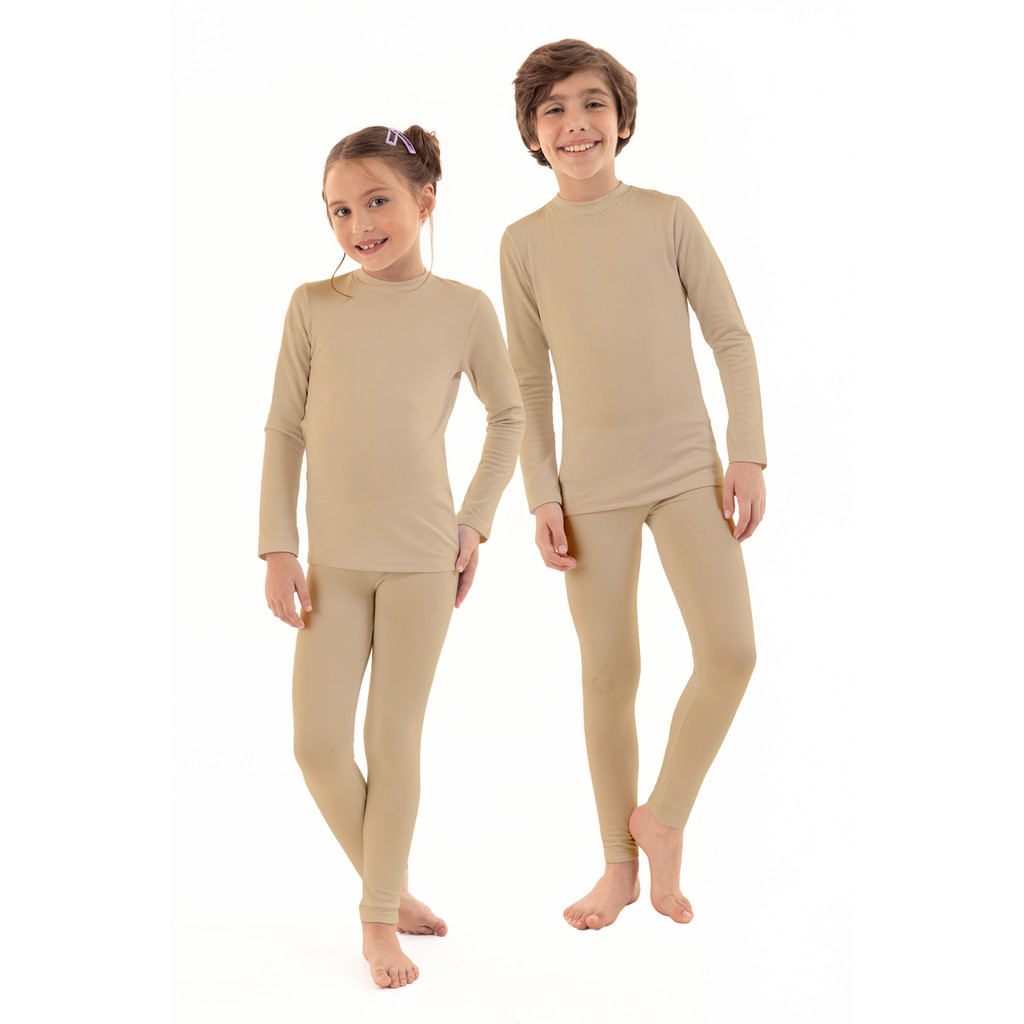 Conjunto Térmico de Inverno Confortável Básico Infantil - Creme