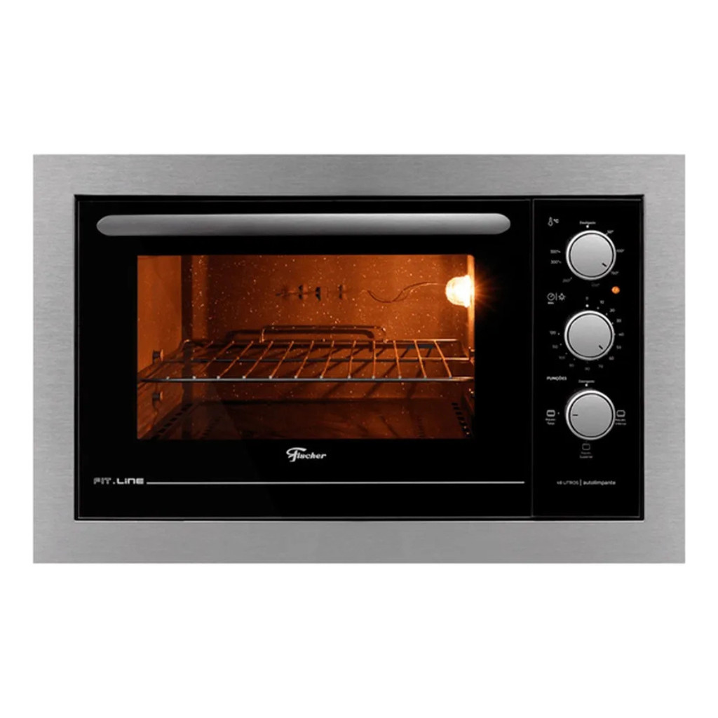 FORNO ELÉTRICO DE EMBUTIR INOX 48L 320C FISCHER FIT LINE 220V — oferta na Shopee