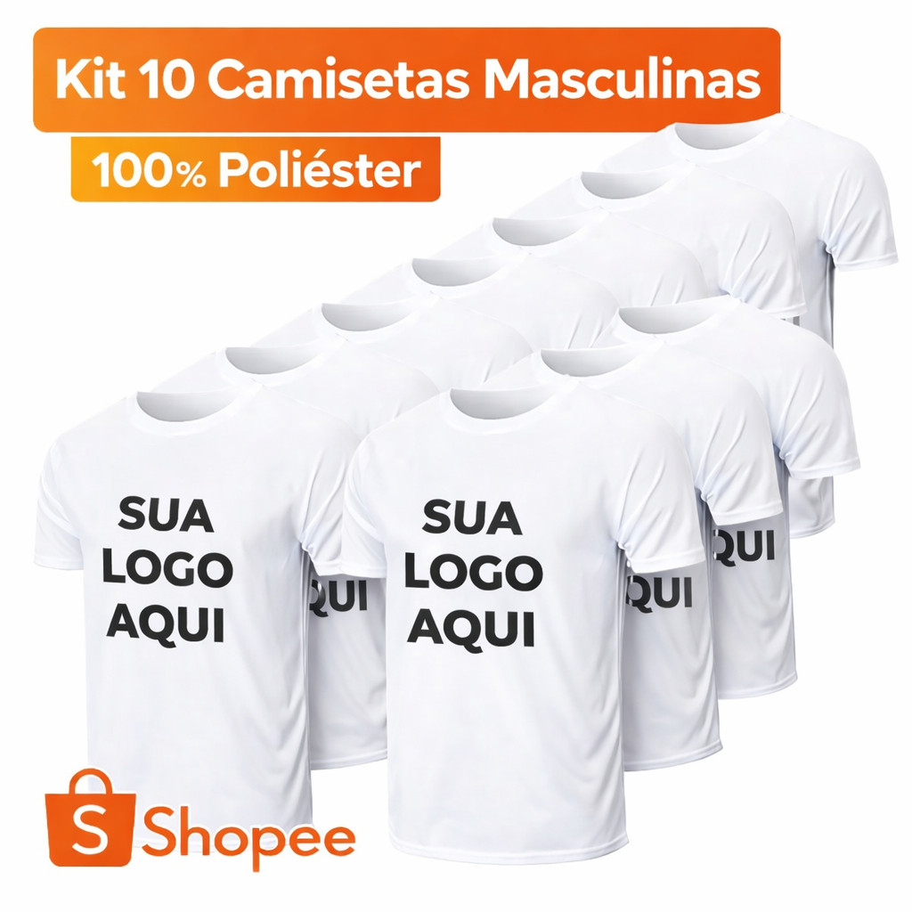 Kit 10 Camisetas Sua Logo Aqui Personalizadas 100% Poliéster
