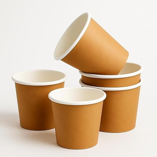 50, 100 ou 200 Copos de Papel Térmico Kraft para Café Chá Festas Bebidas Quentes e Geladas Copinho