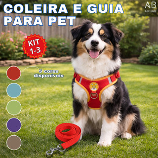 Coleira De Peitoral Cachorro Com Guia Para Caes e Gatos De Estimação Ajustável Filhotes C…