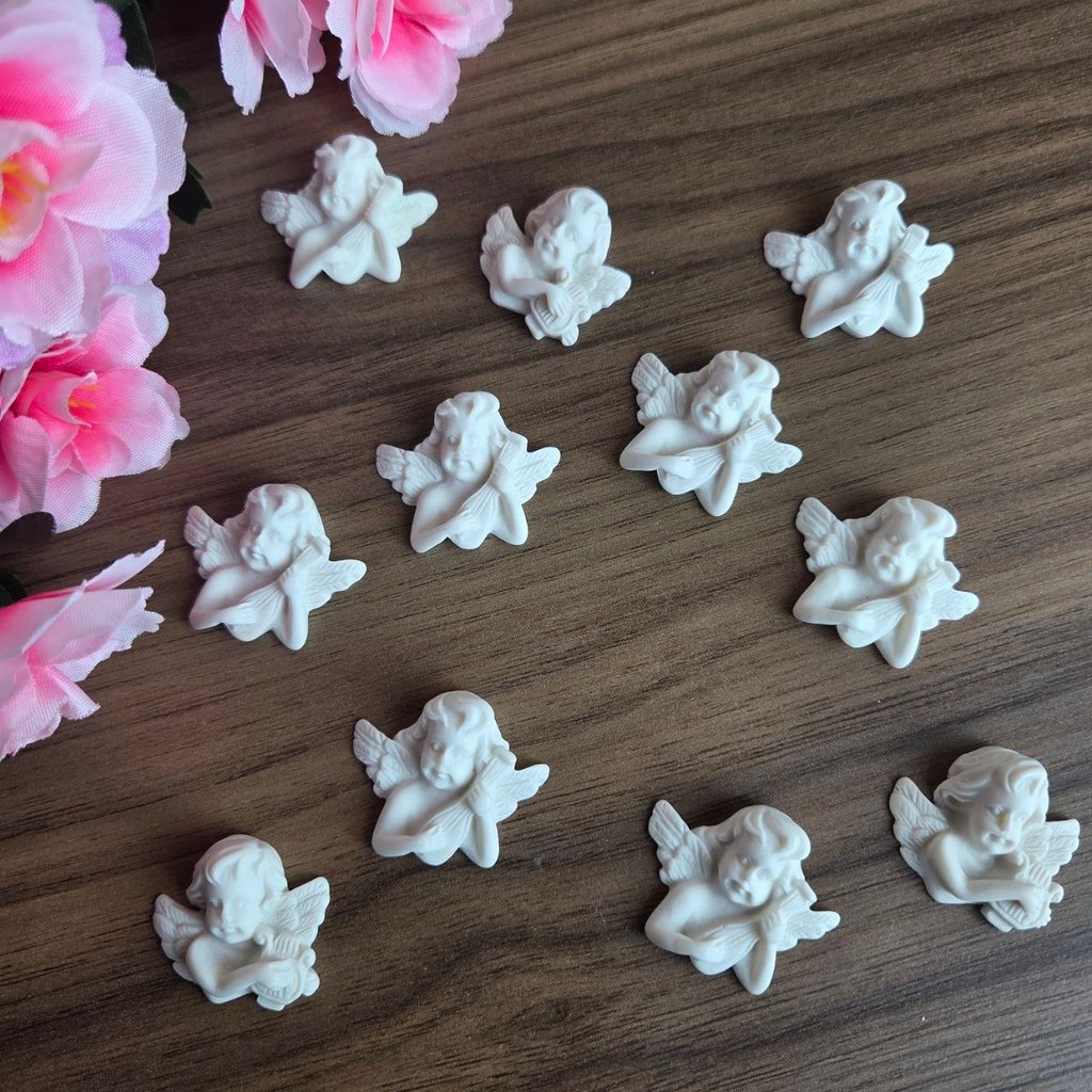 Aplique anjo resina 30mm Lembrancinhas 10 und  Personalização batizado primeira comunhão eucaristia
