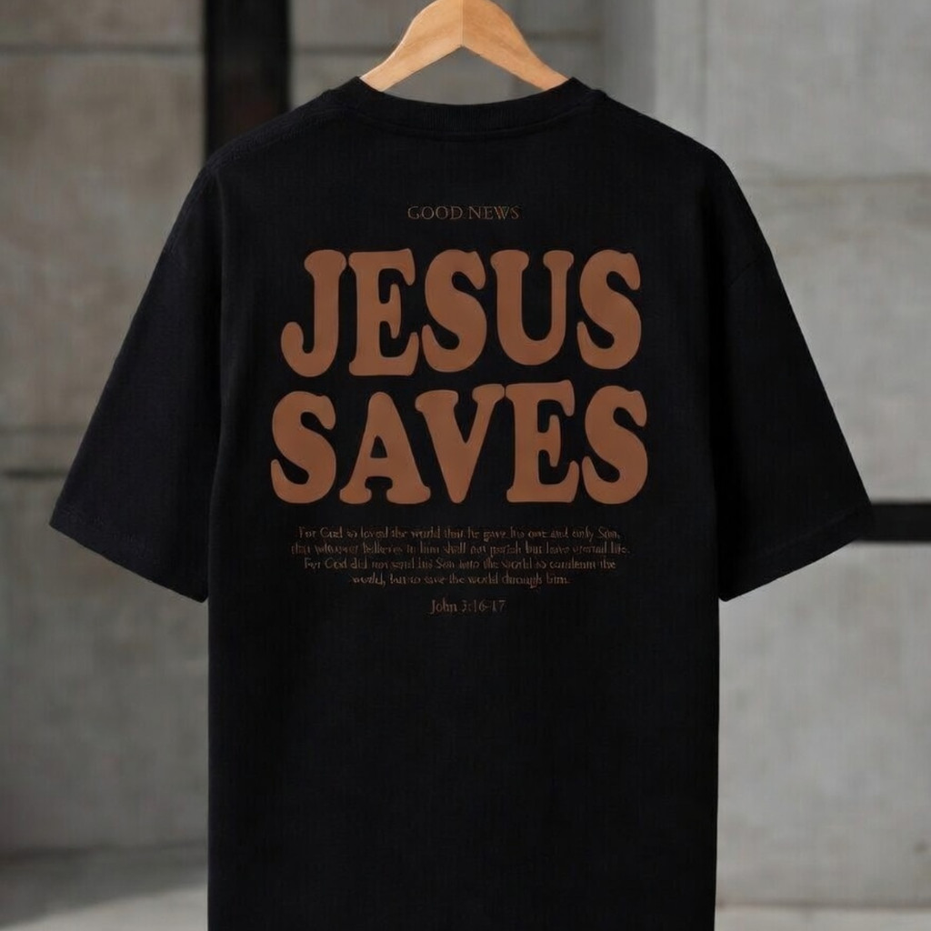 Camiseta Unissex Oversized Jesus Salva Streetwear Gospel Fé Tendência 2026 Confortável e Versátil BT967