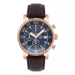 Relógio Masculino Technos Grandtech Rosé Aço Inox Pulseira Couro Analógico Original JS15ENC0A