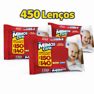 Kit 3 Lenços Umedecidos Mimos Care 450 Folhas total | Embalagem Econômica
