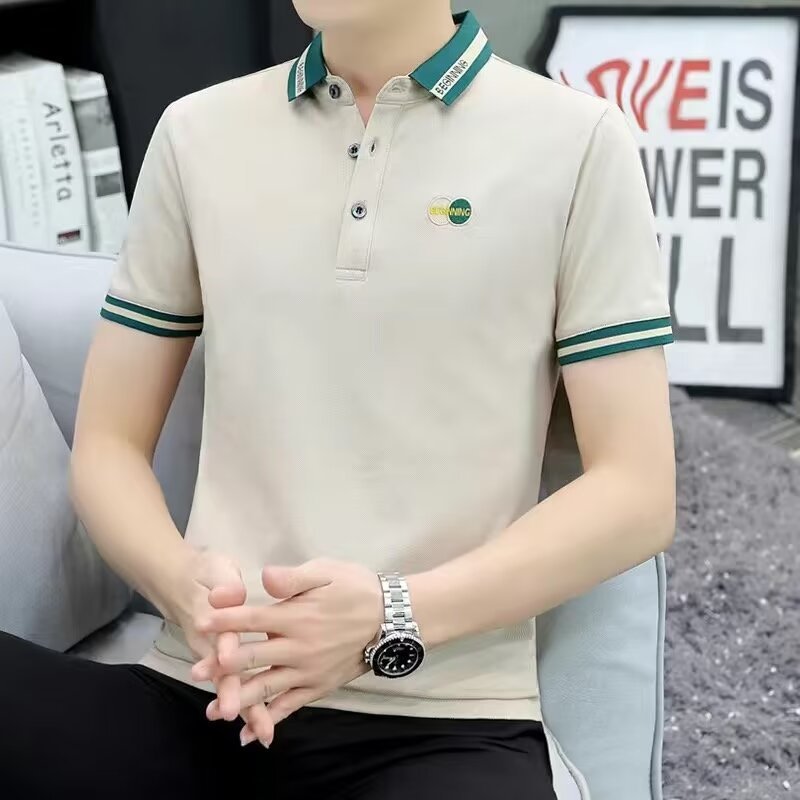 Fonte verão camisa masculina de manga curta camisa de fundo versão coreana masculina Casual lapela camisa masculina topo