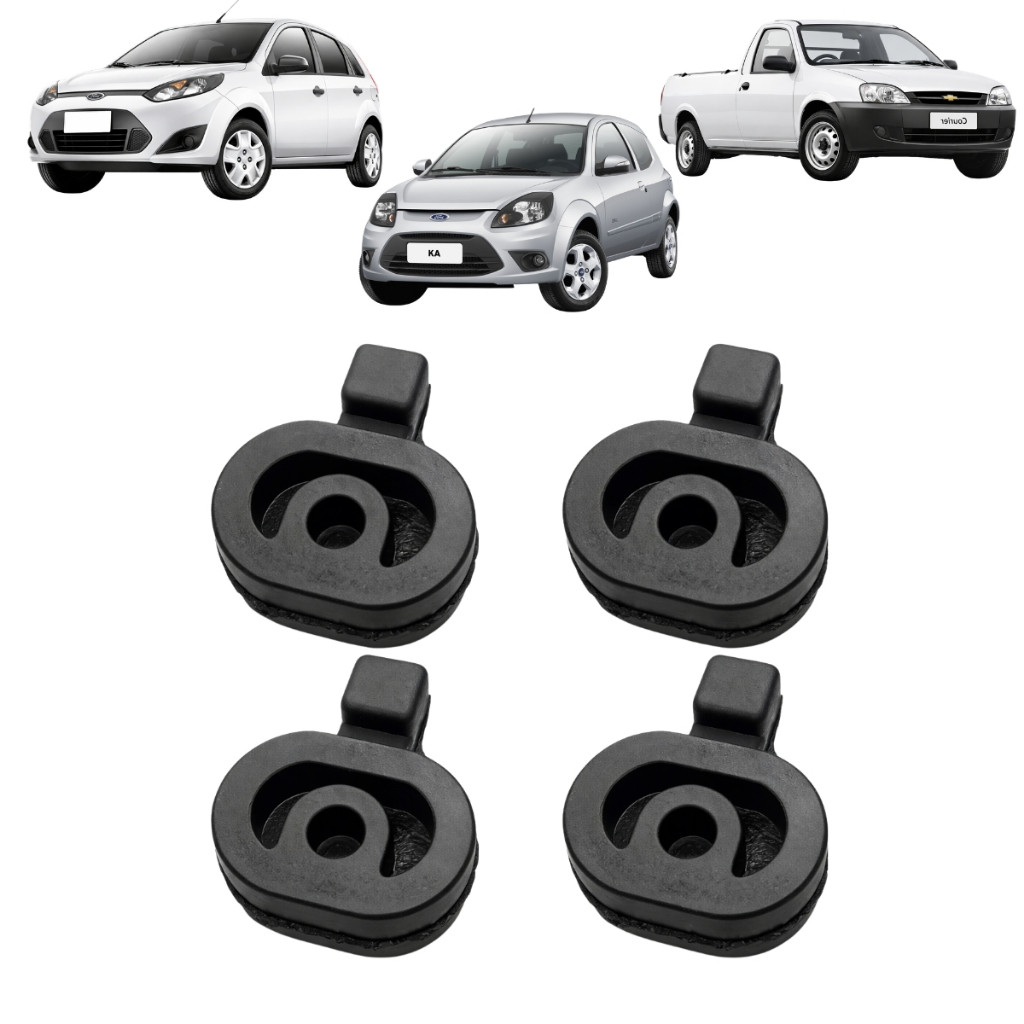 Kit Completo 4x Borracha Coxim Calço Cano de Descarga Escapamento Ford Ka Courier Fiesta (Todos Modelos)