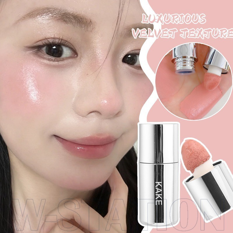4-1Pc Liquid Blush-Sponge Head Stick-Cream-Natural Duradouro-Velvet Matte Para Bochechas , Lábios-Bastão De Maquiagem Fa