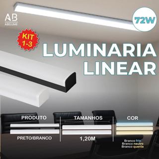 Luminária Linear Inteligente 72W Preto ou Branco 120CM 3 Tons de Luz Bivolt em Oferta na Shopee