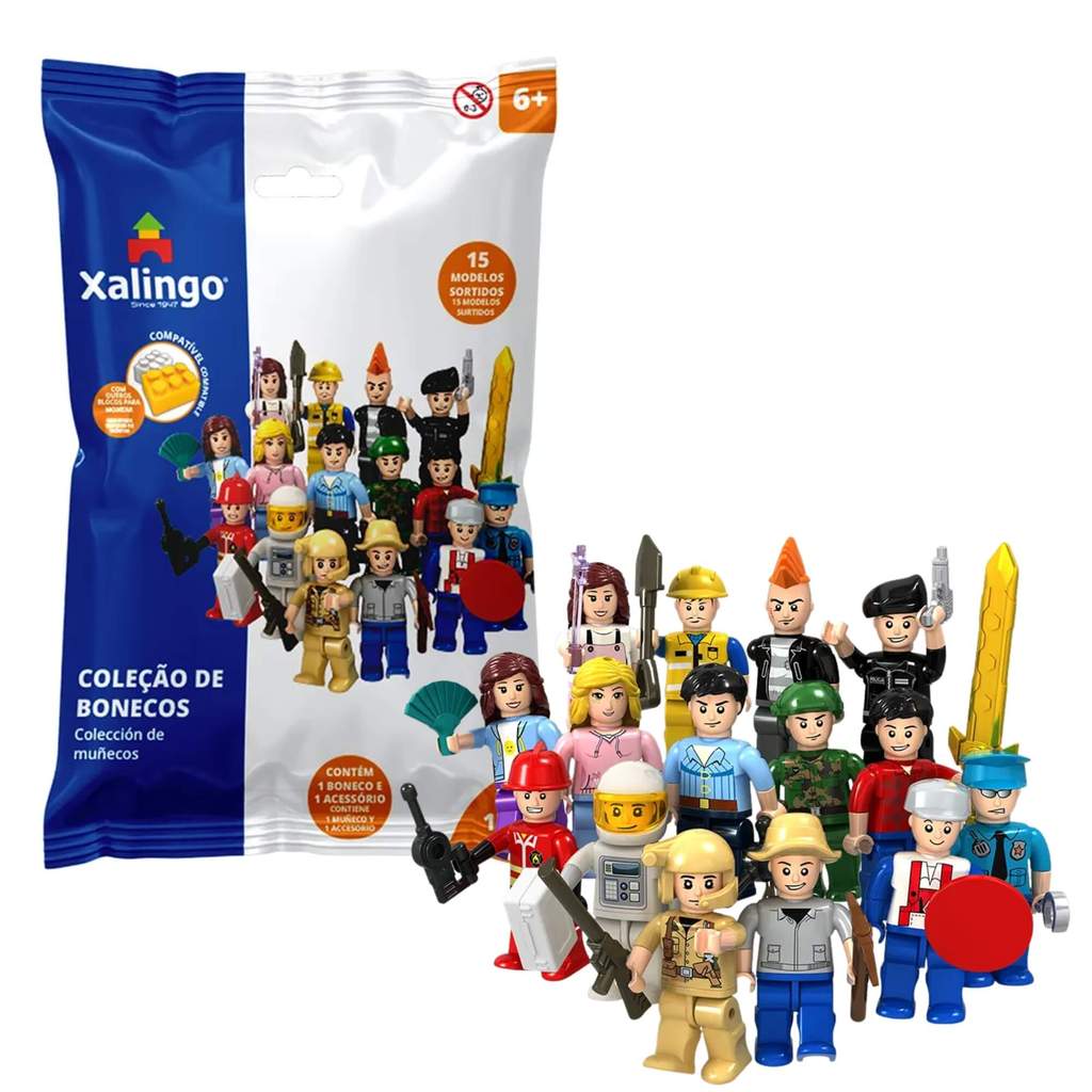 Brinquedo Blocos de Montar Criativo Bonecos 13/15 Peças - Sortido e Unitário Xalingo - 15232 em Oferta na Shopee