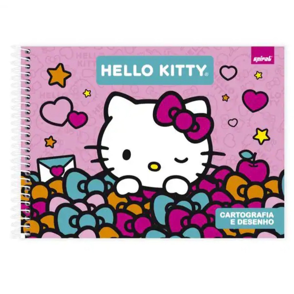 Caderno Cartografia Desenho Capa Dura 48 Folhas Hello Kitty em Oferta na Shopee