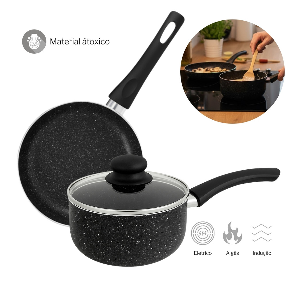 Conjunto Panelas Cozinha Berlin Panela 18cm Frigideira 20cm Inducao