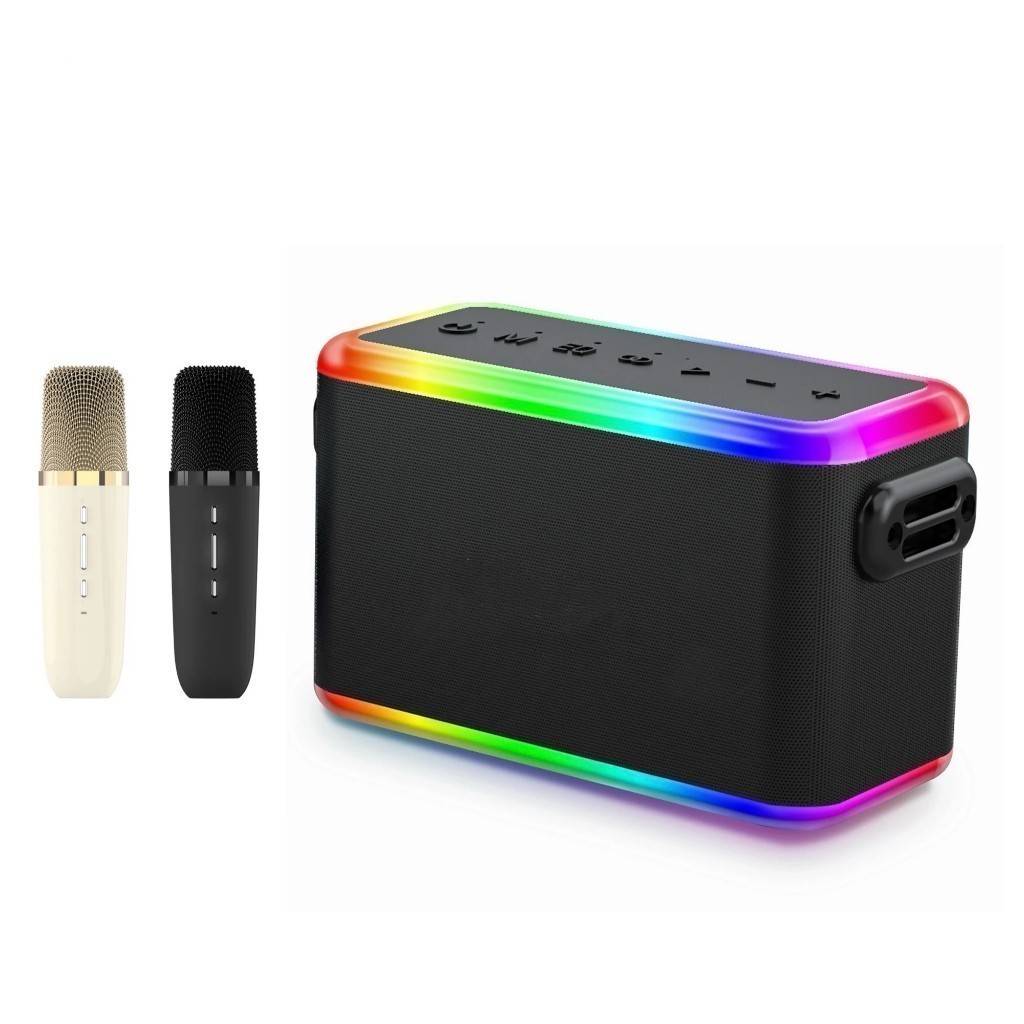 Caixa de Som Portátil Bluetooth 5.0 80w Karaokê  com 2 microfone Sem fio D-XK306 TWS