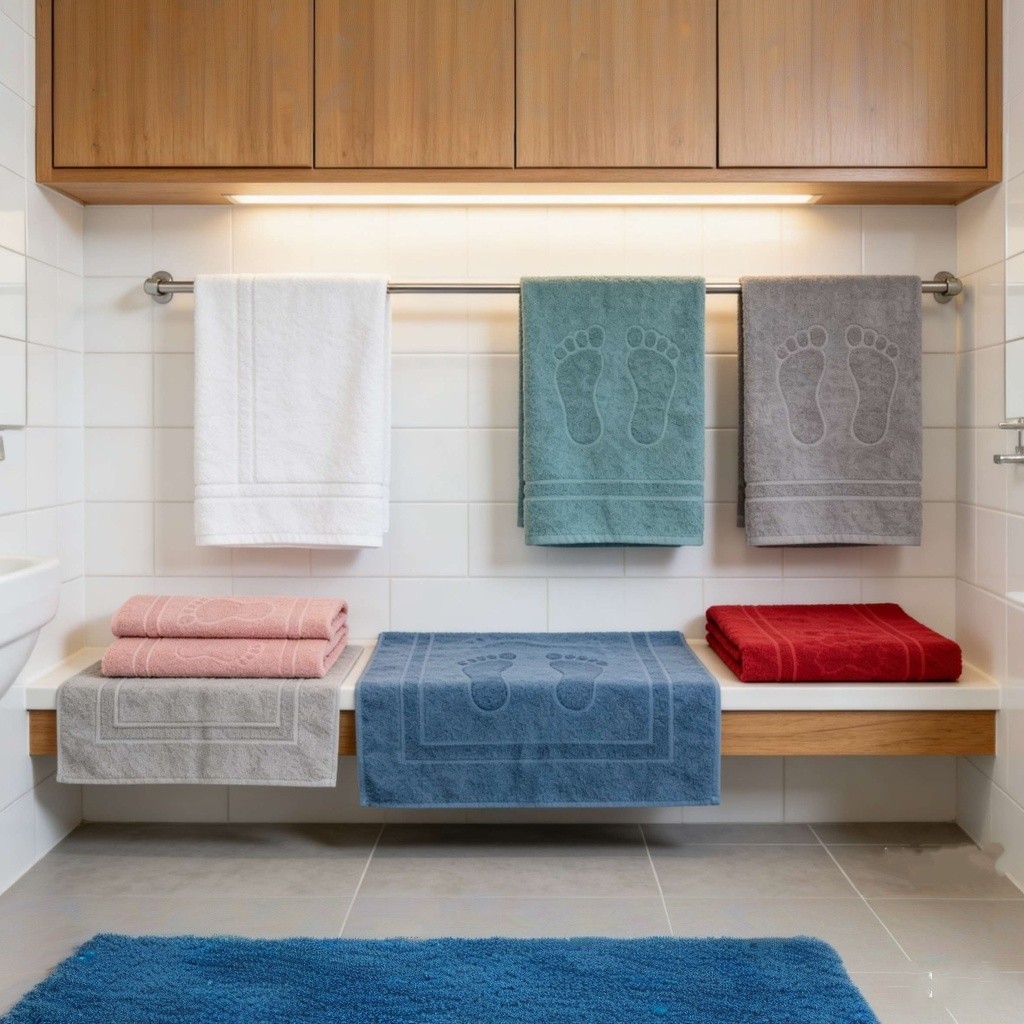 Tapete De Banheiro 100% Algodão (Estampa De Pegadas), Disponível Em Várias Cores, 45x70CM - Camesa Pegada em Oferta na Shopee