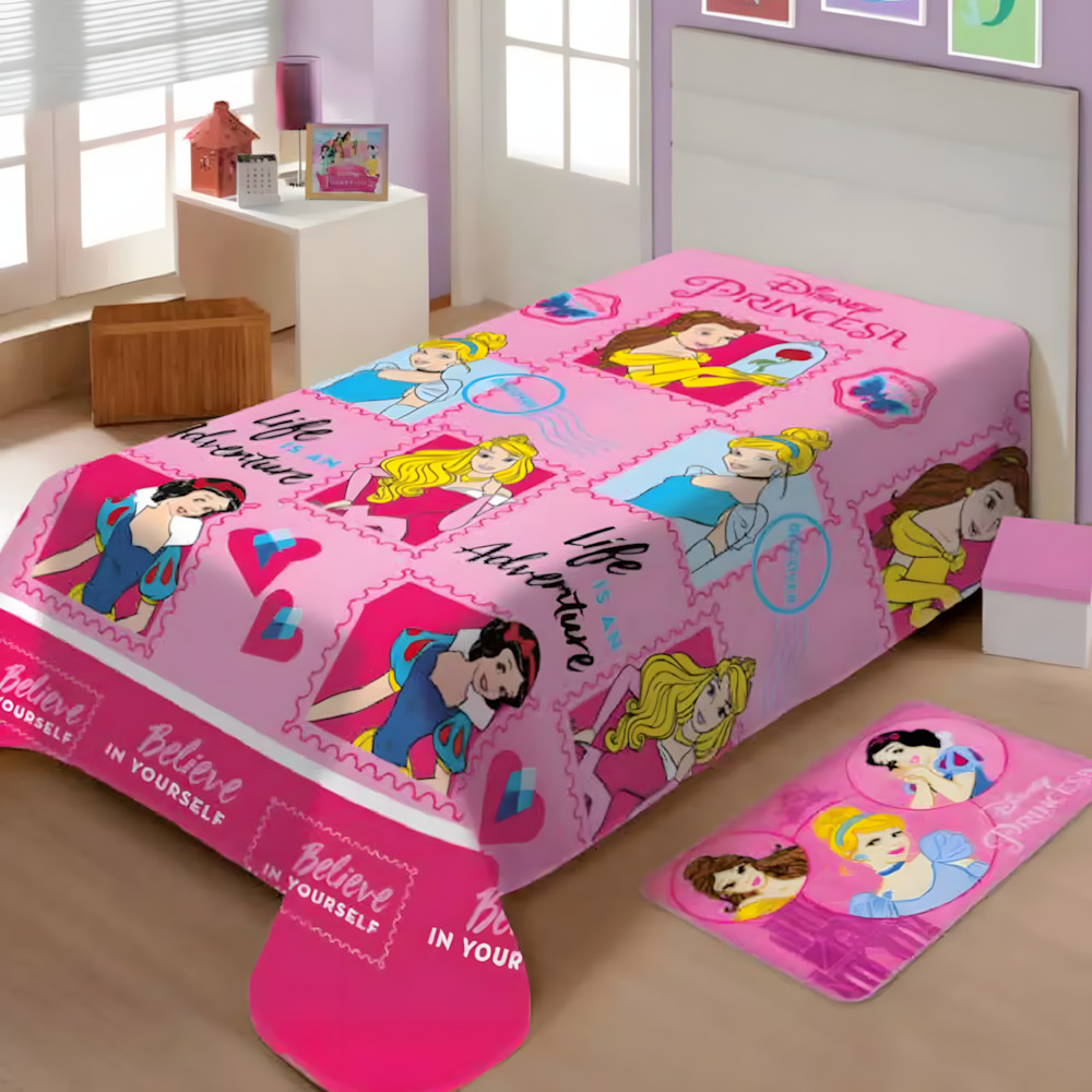 Manta Solteiro Infantil Fun Personagens Estampado Jolitex