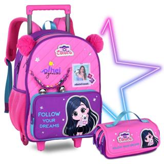 Kit Mochila Rodinha Luluca Youtuber Oficial Estojo Organizador Triplo Escolar Chaveiro Lançamento em Oferta na Shopee