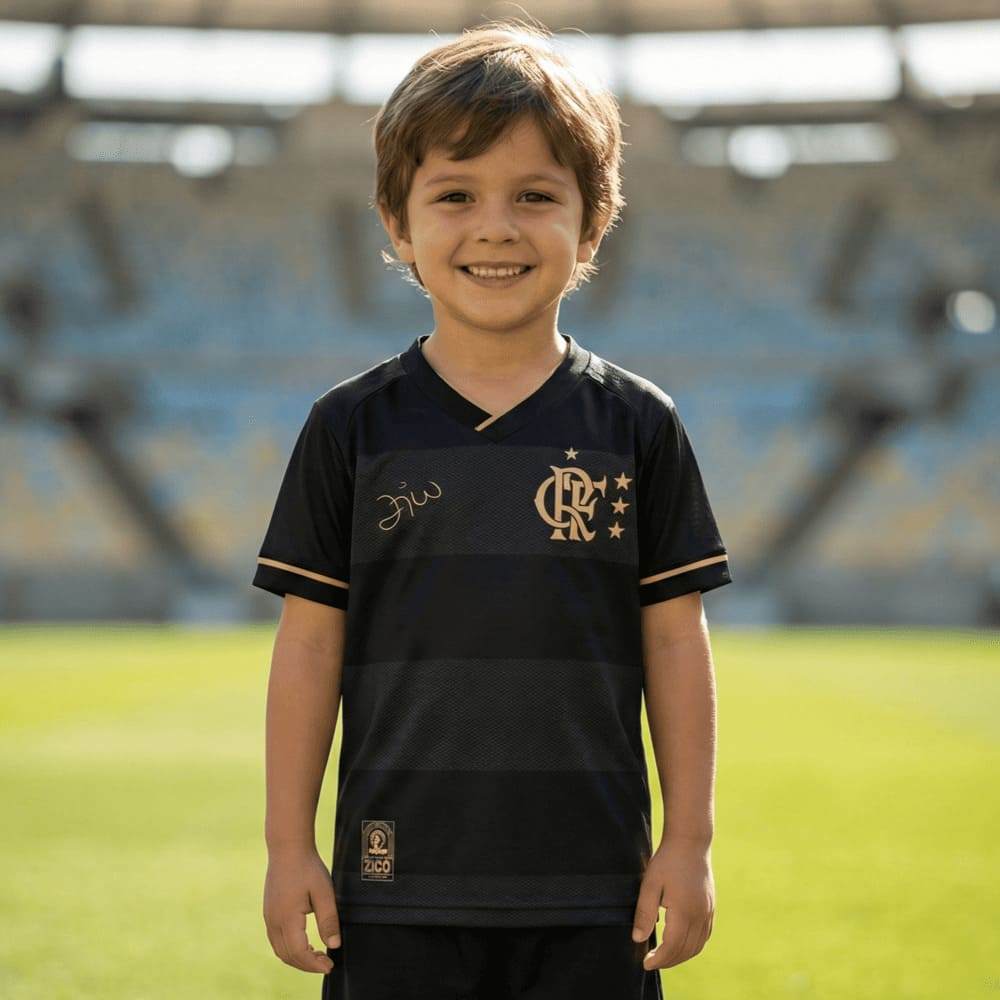 Camiseta Flamengo Volta Zico Infantil Preto/Dourado em Oferta na Shopee